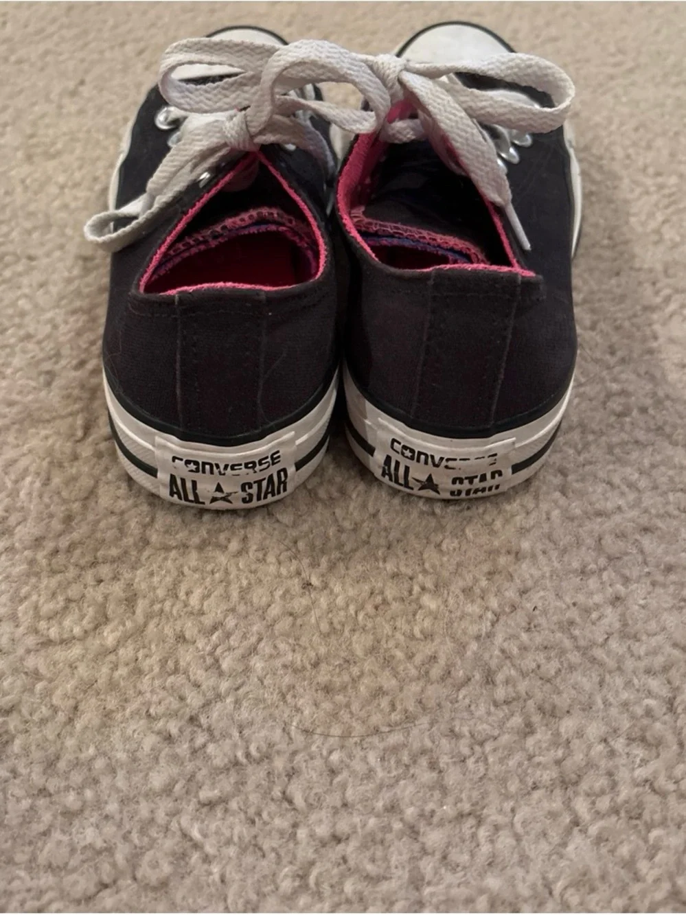 Converse Black Canvas Kids Sneakers with Pink Lining